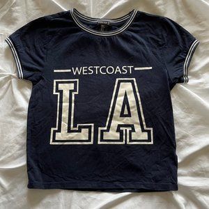 WEST COAST LA cropped ringer tee | Navy | Women's small